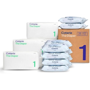image:imageCoterie Baby Wipes  Diapers Kit Size NB amp Size 1 Diapers 4Pack WipesSize 1 198 Count  Wipes 12 Packs