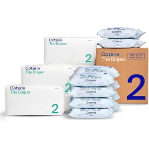 image:imageCoterie Baby Wipes  Diapers Kit Size NB amp Size 1 Diapers 4Pack WipesSize 2 186 Count  Wipes 12 Packs