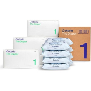 image:imageCoterie Baby Wipes  Diapers Kit Size Newborn Diapers 8Pack WipesSize 1 198 Count  8 Wipes