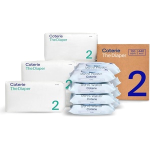 image:imageCoterie Baby Wipes  Diapers Kit Size Newborn Diapers 8Pack WipesSize 2 186 Count  8 Wipes
