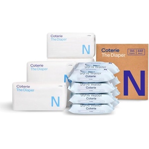 image:imageCoterie Baby Wipes  Diapers Kit Size Newborn Diapers 8Pack WipesSize NB 186 Count  8 Wipes